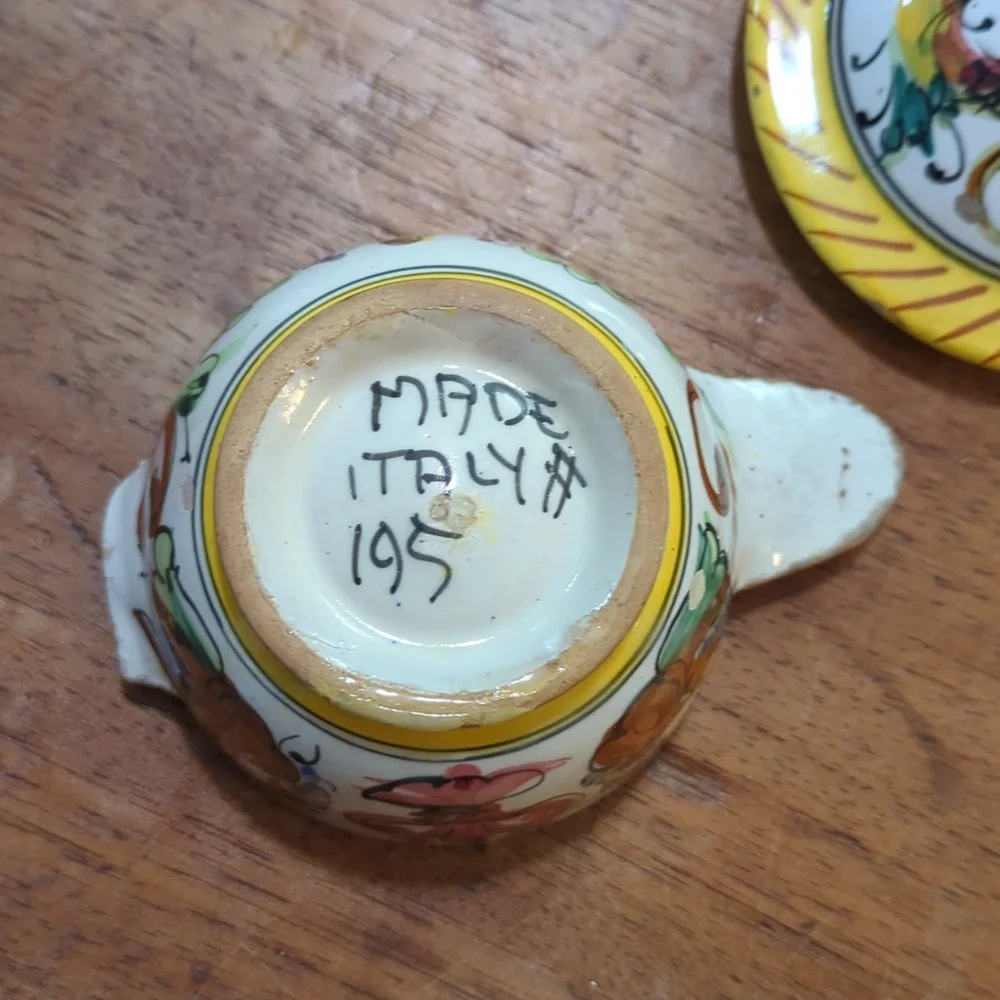 Mid Century Italian Majolica Milk And Sugar - Picture 13 of 15